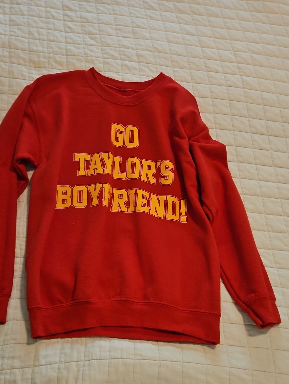 Red Crewneck Sweatshirt with Go Taylor's Boyfriend And 87 Graphic